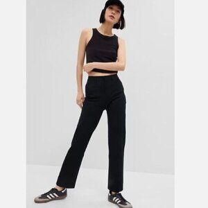 GAP Mid Rise Slim Straight Stretch Twill Pants Black Size 4 Work Casual NWT $70